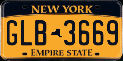 NY license plate GLB3669