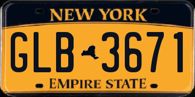 NY license plate GLB3671