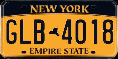 NY license plate GLB4018