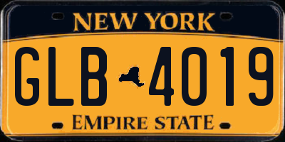 NY license plate GLB4019