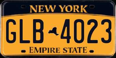 NY license plate GLB4023
