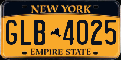 NY license plate GLB4025