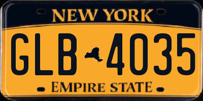 NY license plate GLB4035