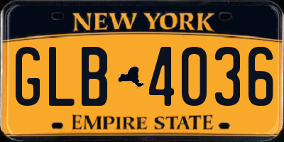 NY license plate GLB4036