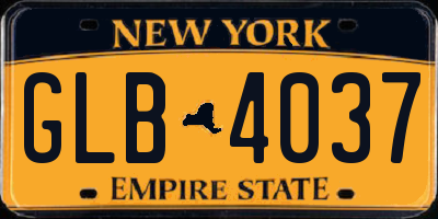NY license plate GLB4037