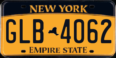 NY license plate GLB4062