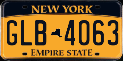 NY license plate GLB4063