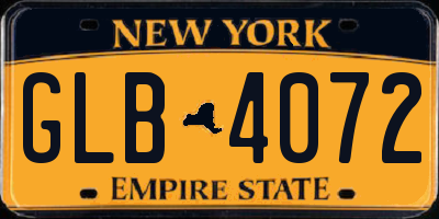 NY license plate GLB4072