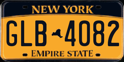 NY license plate GLB4082