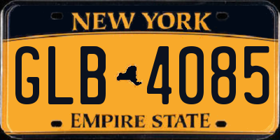 NY license plate GLB4085