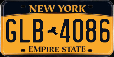 NY license plate GLB4086