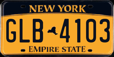 NY license plate GLB4103