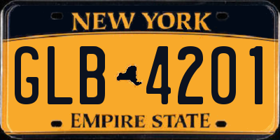 NY license plate GLB4201