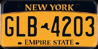 NY license plate GLB4203