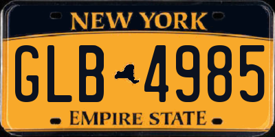 NY license plate GLB4985