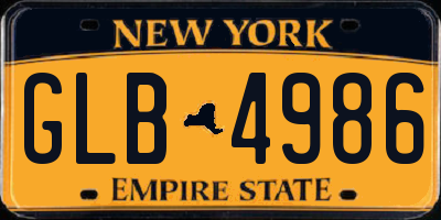 NY license plate GLB4986