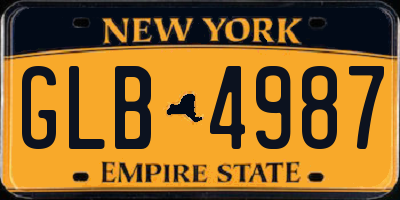 NY license plate GLB4987