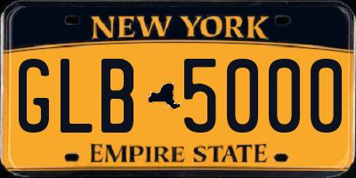NY license plate GLB5000