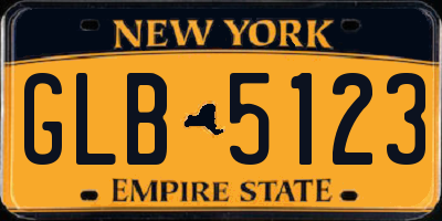 NY license plate GLB5123