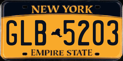 NY license plate GLB5203