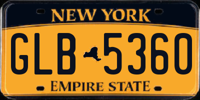 NY license plate GLB5360