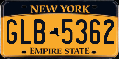 NY license plate GLB5362