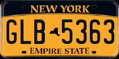 NY license plate GLB5363