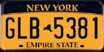 NY license plate GLB5381