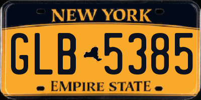 NY license plate GLB5385