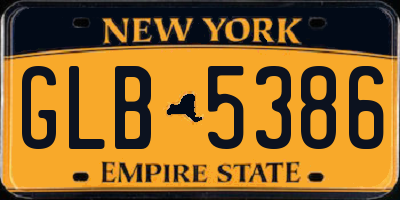 NY license plate GLB5386