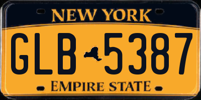 NY license plate GLB5387