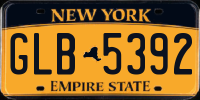 NY license plate GLB5392