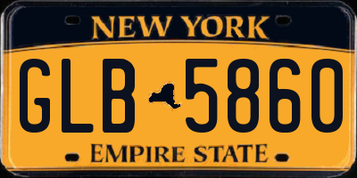 NY license plate GLB5860