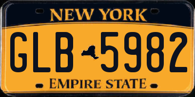 NY license plate GLB5982