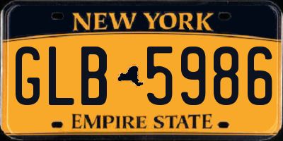 NY license plate GLB5986