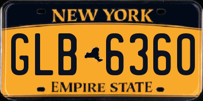 NY license plate GLB6360