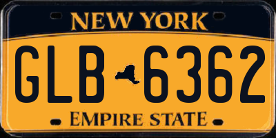 NY license plate GLB6362