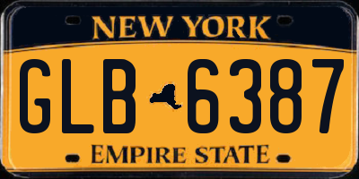 NY license plate GLB6387