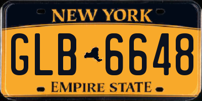 NY license plate GLB6648