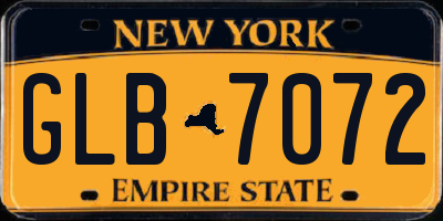 NY license plate GLB7072