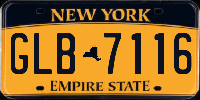 NY license plate GLB7116