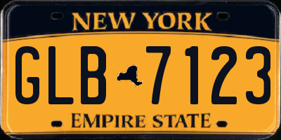 NY license plate GLB7123