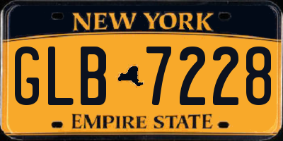 NY license plate GLB7228
