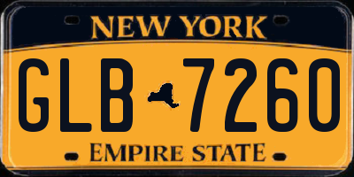 NY license plate GLB7260