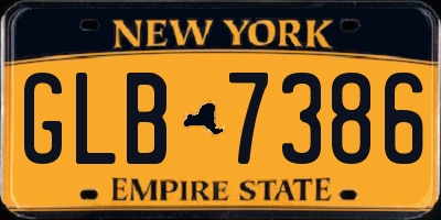 NY license plate GLB7386