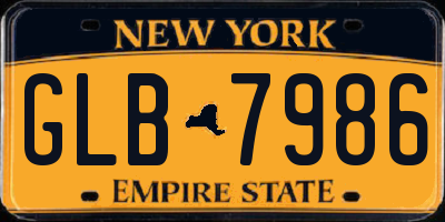 NY license plate GLB7986