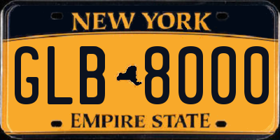NY license plate GLB8000