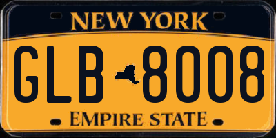 NY license plate GLB8008