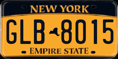 NY license plate GLB8015