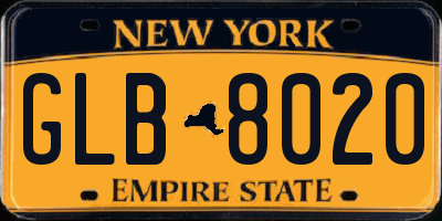 NY license plate GLB8020